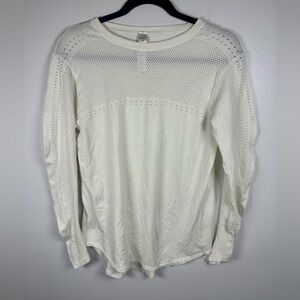 Varley Off-White Perforated Long Sleeve Merrick Top Anthropologie size small